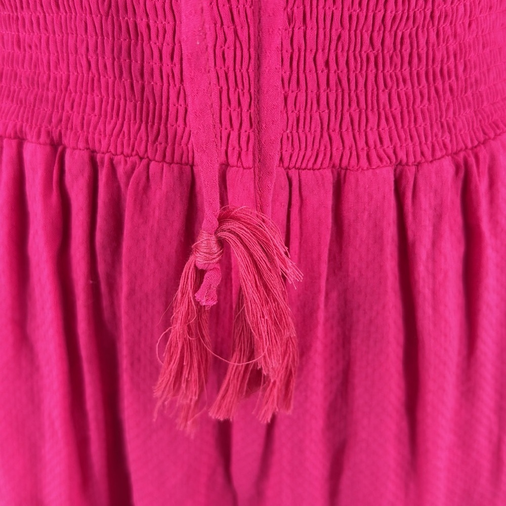 Allison New York Hot Pink Smocked Ruffle Mini Dress Women’s M – Boho Cottagecore - Picture 2 of 13
